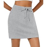 Casly Lamiit Women's Mini Skort Casual Drawstring High Waisted Short Sweat Skirt with Pockets
