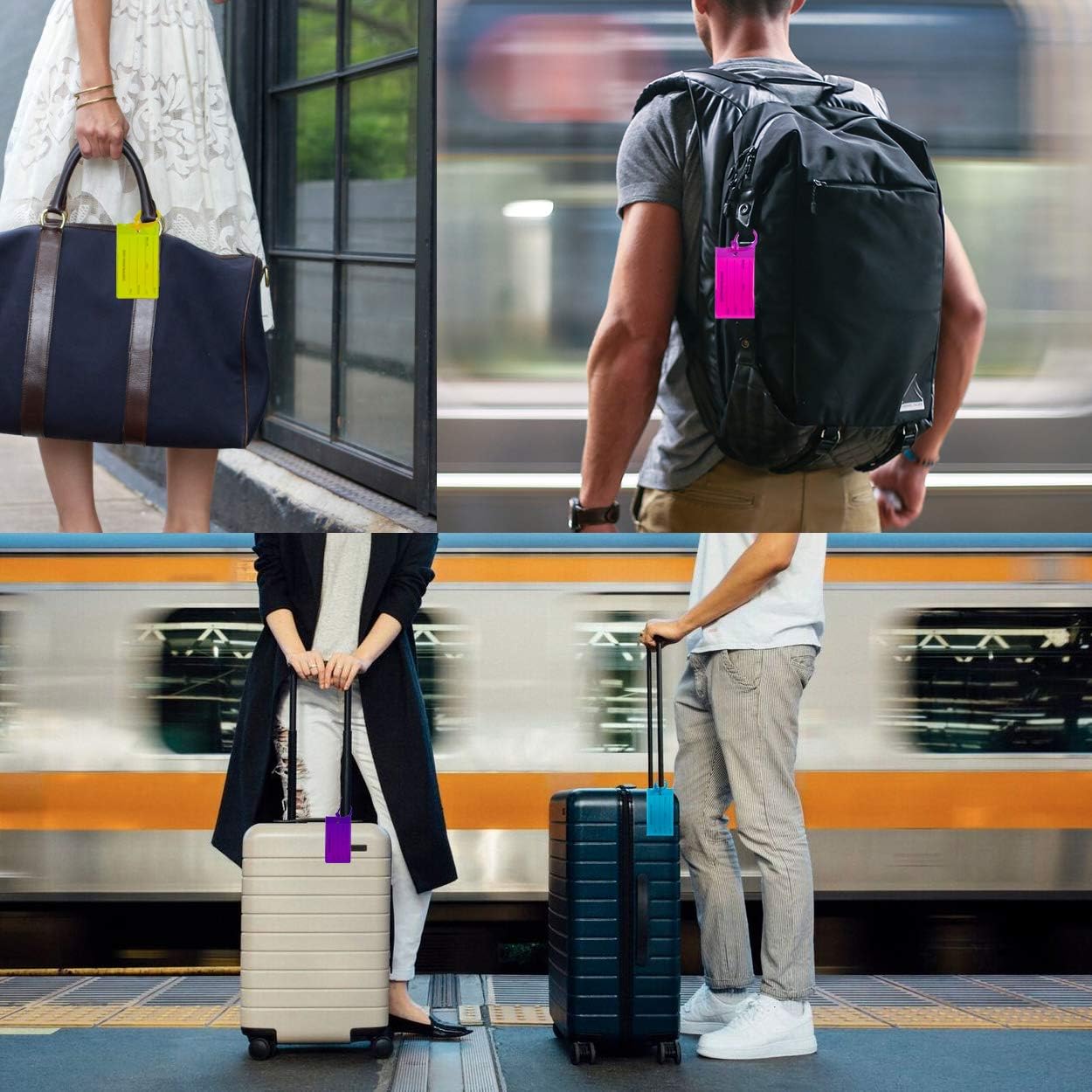 14 Pack TravelMore Luggage Tags for Suitcases, Flexible Silicone Travel ID Identifier Labels Set for Bags & Baggage - Multi Color Pack: Office Products