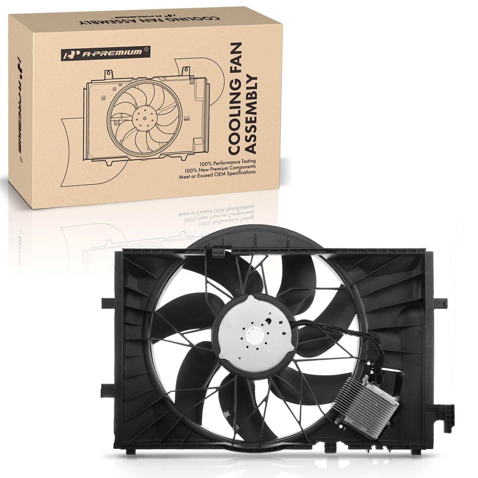 Photo 1 of A-Premium Engine Radiator Cooling Fan Assembly Compatible with Mercedes-Benz Models - C230 2002-2007, C240 2001-2005, C280 2006-2007, C32 AMG 2002-2004, C320 2001-2005, C350 2006-2007, C55 AMG, CLK320