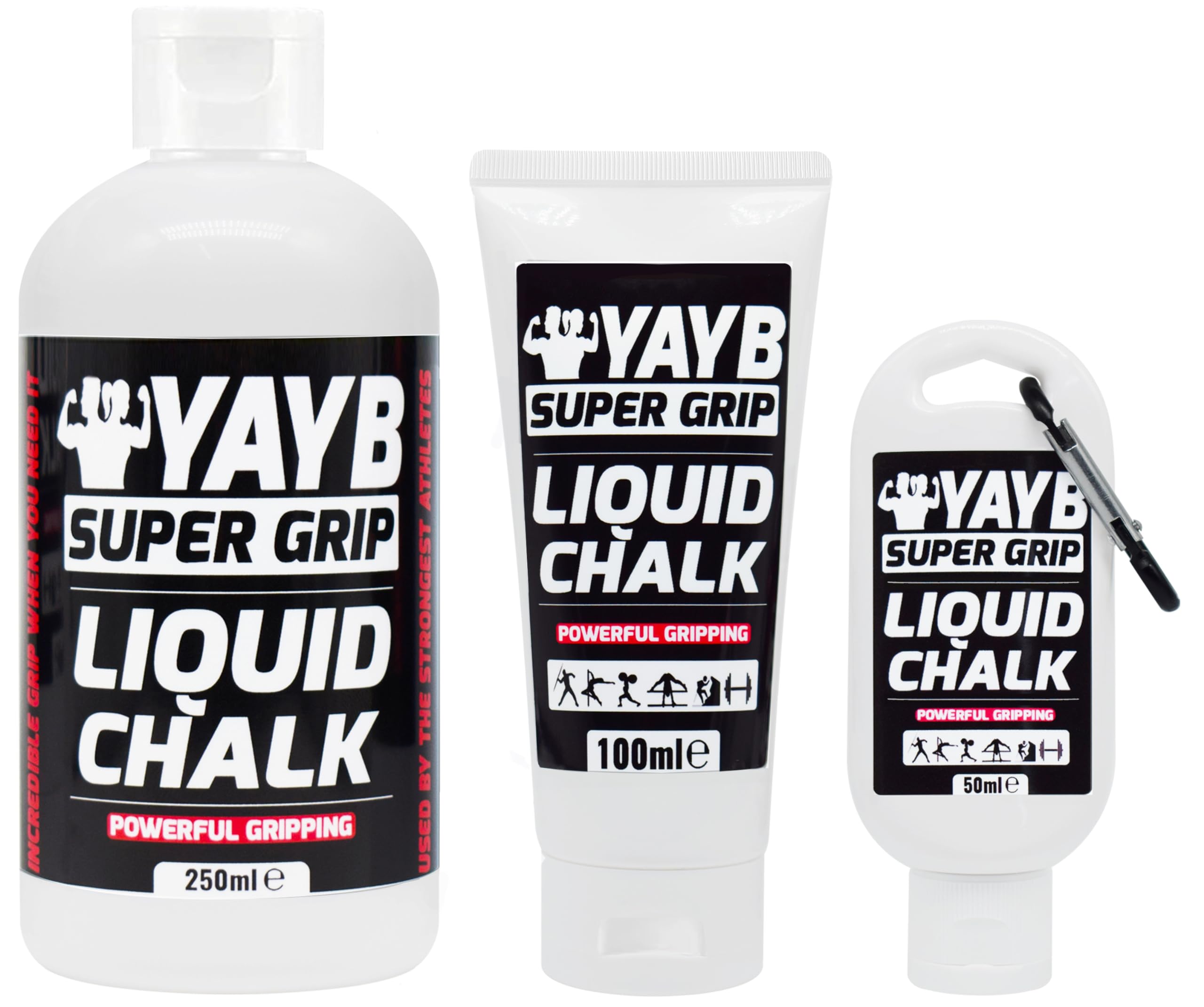 LIQUID CHALK | YAYB | Powerful Hand Grip | Sweat-Free Hands Gym | Weight Lifting, Rock Climbing, Gymnastics, Weightlifting, Pole Dancing, Bouldering, Powerlifting, Strongman, Dry, Sports (3x 250ml)