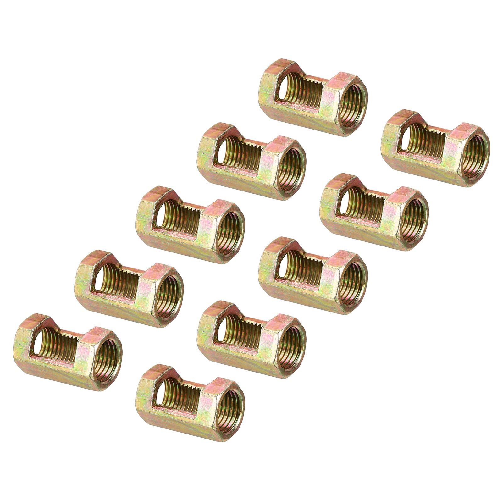 PATIKIL 1/2-18 Hex Coupling Nut, 10 Pack Female Thread Connector 30mm Hexagonal Sleeve Nut Rod Bar Stud Tube Joint Hardware for Lamp Repair DIY