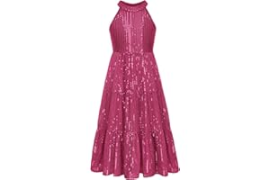 GRACE KARIN Girls Sequin Dress Formal Party Elegant Fancy Girls Maxi Long Dress for 5-14Y