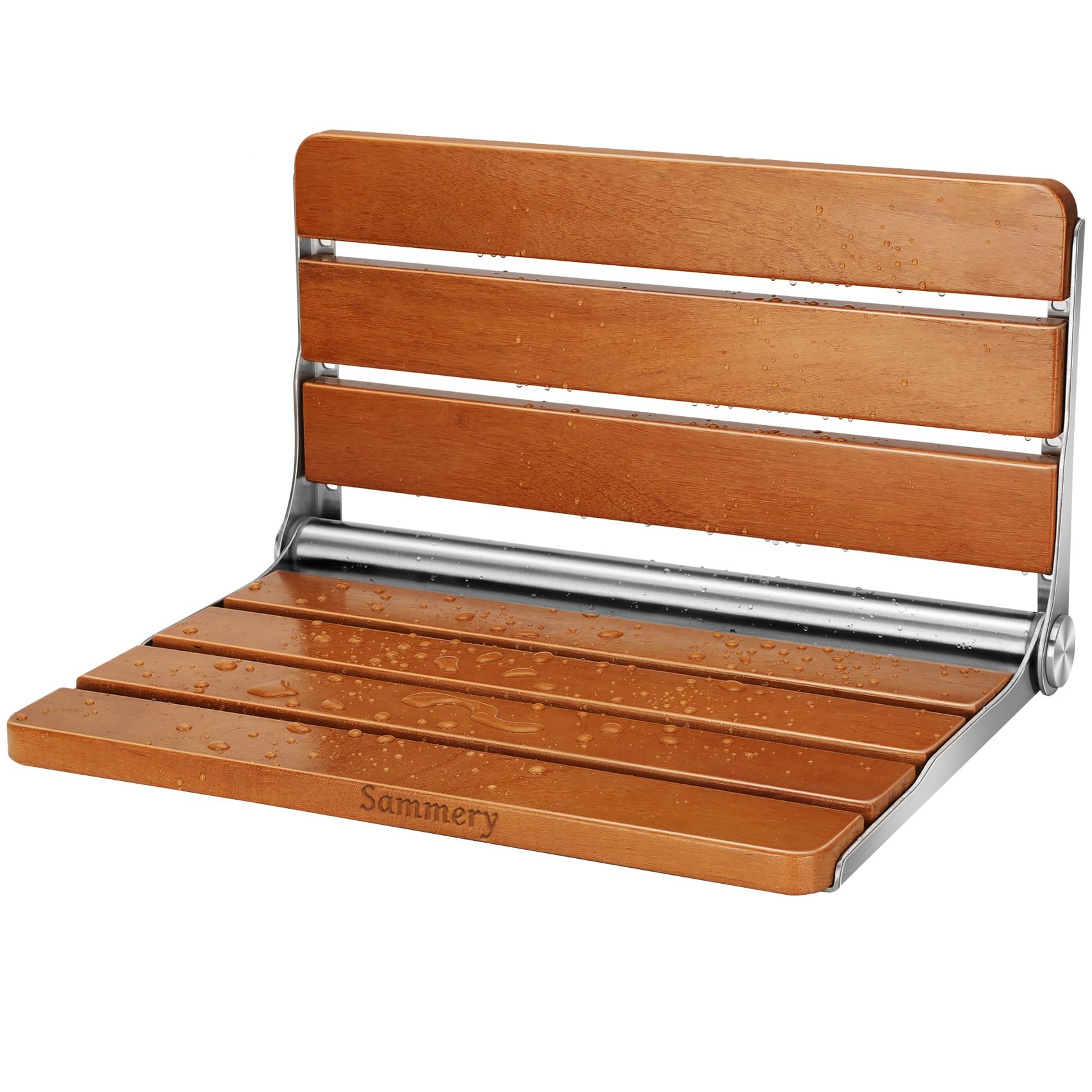 18" Teak Folding Shower Seat Wall Mounted,Fold Down Shower Bench ...