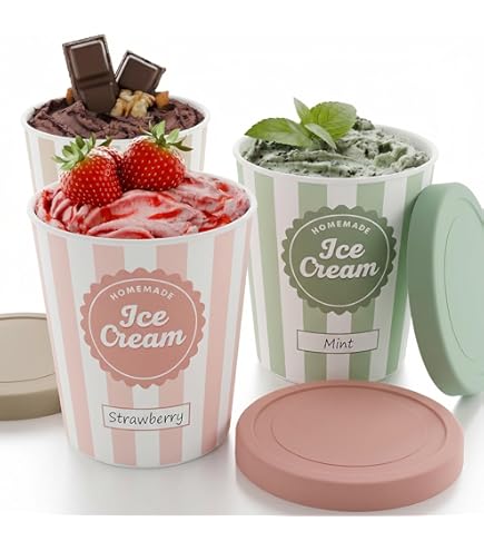 Amazon.com: ZICOTO Set of 3 Reusable Ice Cream Containers 1 Quarts