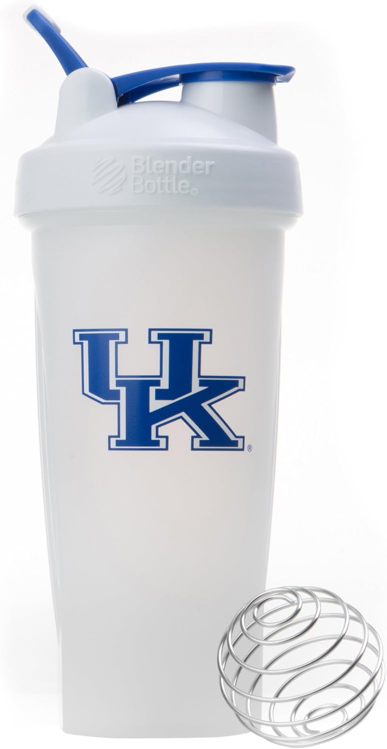 BlenderBottle Collegiate Classic 28-Ounce Shaker Bottle, University of Kentucky Wildcats - White/White