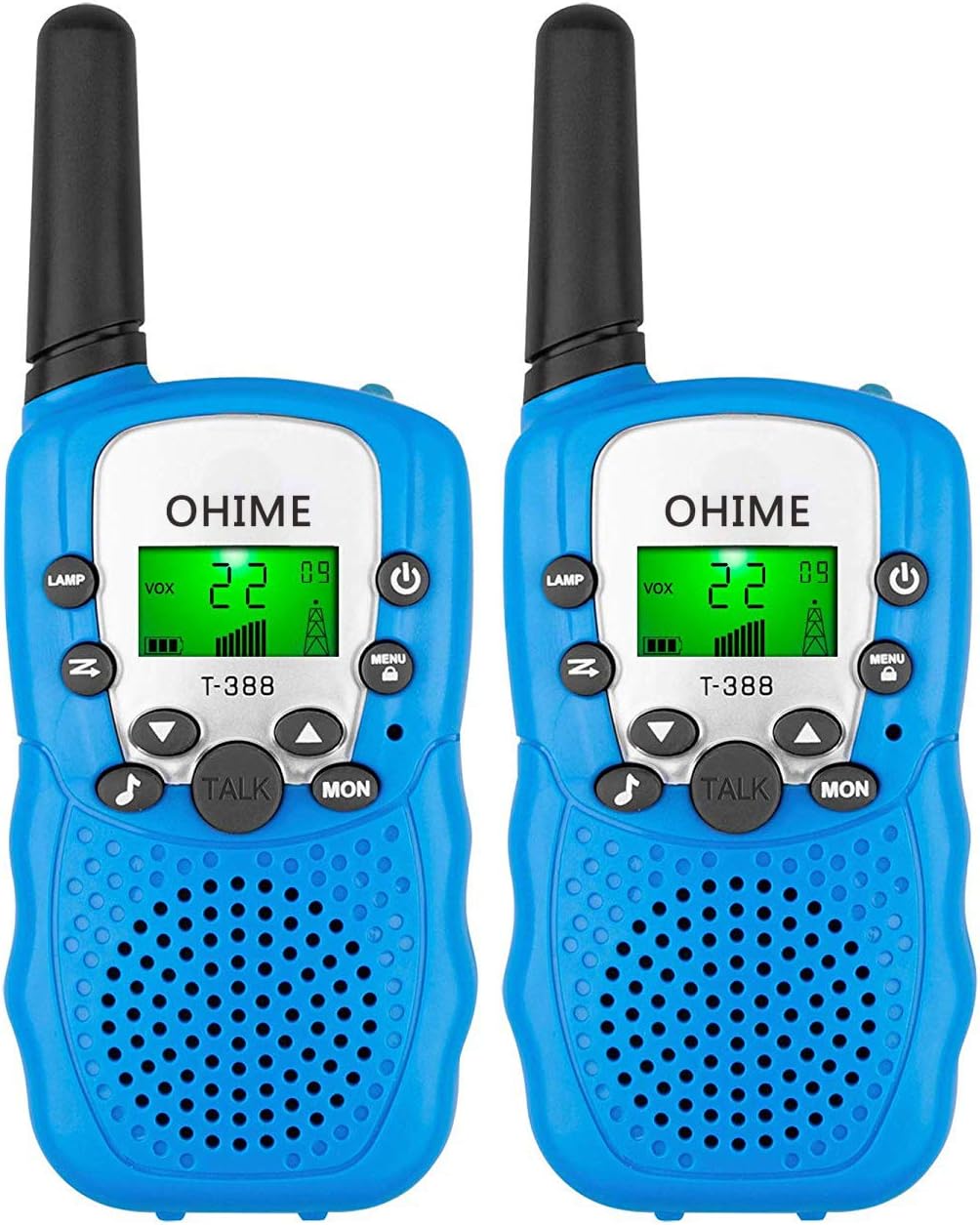 Ohime Kids Walkie Talkies,Cover 3 Miles Range with Backlit LCD Flashlight 22 Channels 2 Way Radio Toy Outdoor Adventures, Camping, Hiking,Party (2 Blue)