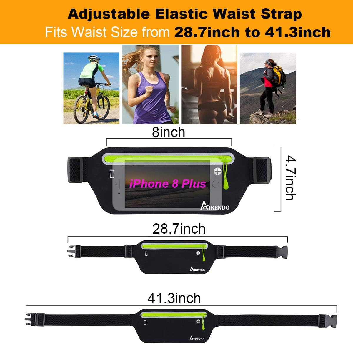 AIKENDO Slim Running Belt Fanny Pack, Fitness Waist Pouch Bag Exercis Gym Waist Pack, Jogging Belt Runners for iPhone XS Max XR 8 7 plus Samsung Note, Workout Running Accessories Phone Holder for Running : Sports & Outdoors