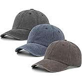 MINYJHZ 3 Packs Washed Plain Baseball Cap, Retro Adjustable Unstructured Cotton Dad Hats Gift for Men/Women