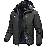 TBMPOY Men's Winter Ski Jacket Waterproof Warm Snow Insulated Coat Fleece Lined Snowboard Hooded Raincoat