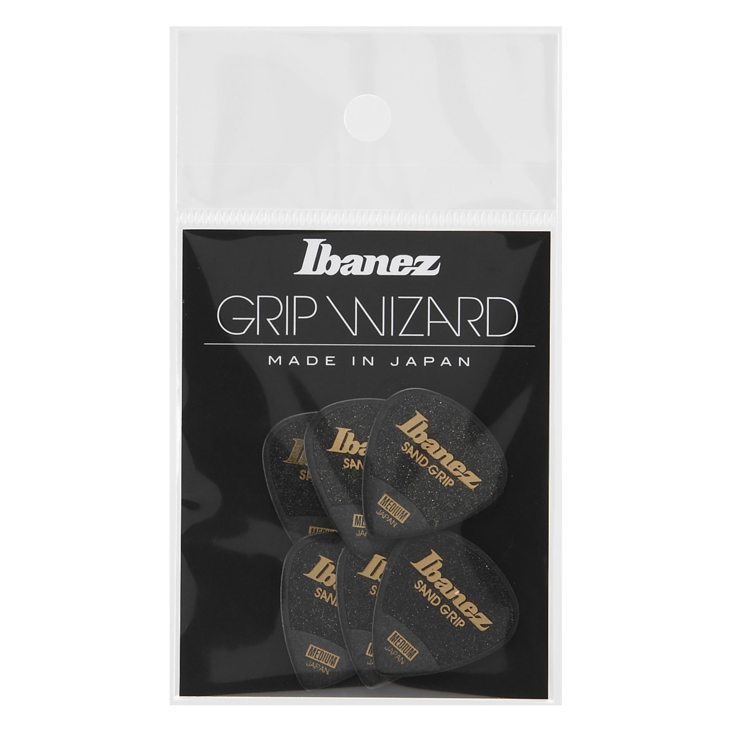 Ibanez PPA16MSG Wizard Series, Sand Grip Picks 6 Pack 0.8mm (PPA16MSGBK)