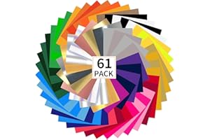 FUNKAKA HTV Heat Transfer Vinyl Bundle, 62 Pack 12" x 10" Sheets HTV Vinyl for T-Shirt, 35 Assorted Colors Iron On Vinyl for All Cutter Machine Easy to Cut & Weed for Heat Vinyl Design