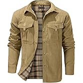 Eisctnd Men's Flannel Lined Shacket Lightweight Warm Snap Western Plaid Shirt Jacket for Outdoor Cowboy Casual Work