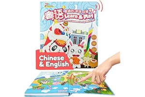 ZEENKIND Chinese Cantonese Talking Book for Kids - Learn English, Cantonese, Mandarin - Bilingual Languages Audio Sound Book and Learning Toys for Toddlers, Children for 2-6 Years Old