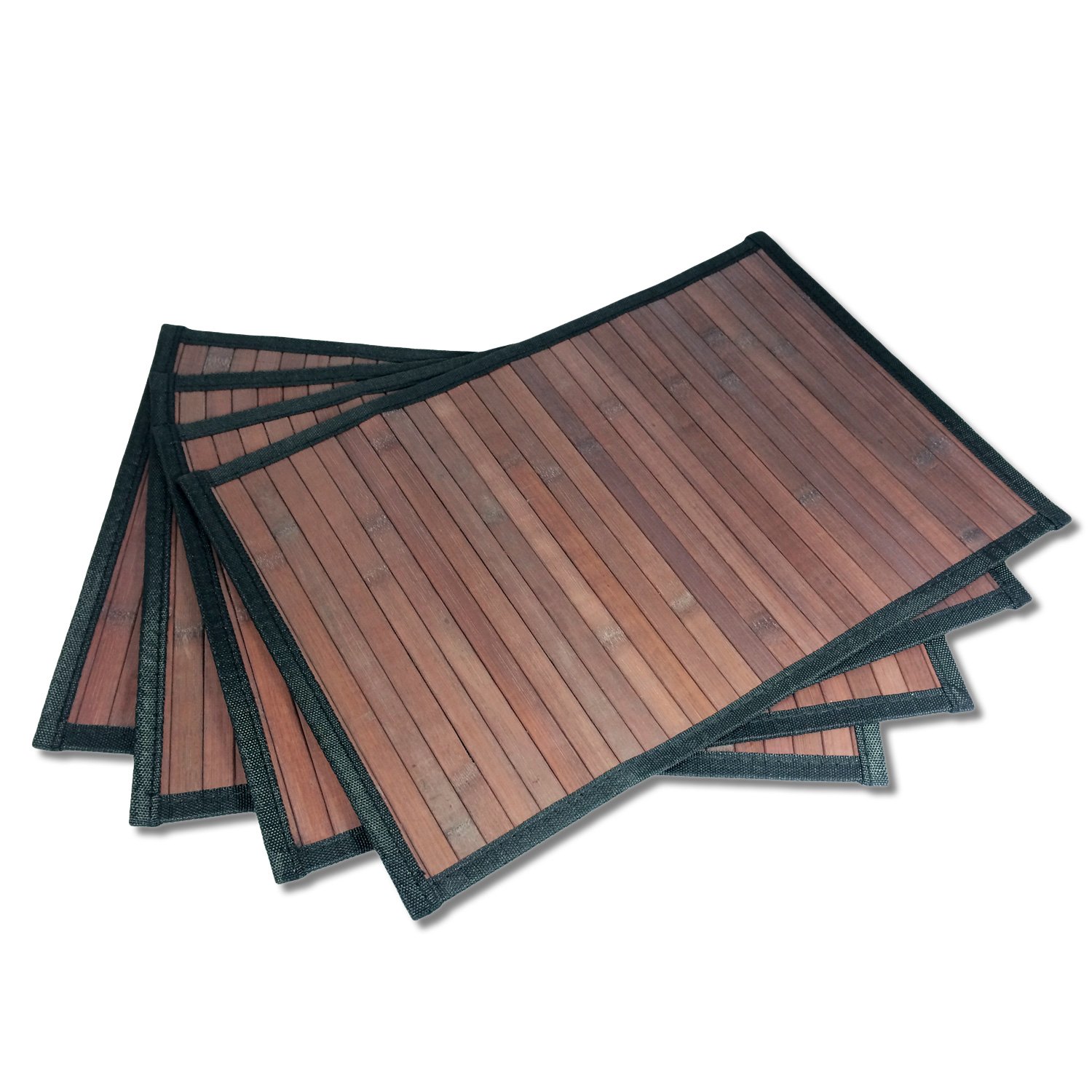 Bamboo Placemat Set of 4 Table Mats Dark Brown Kitchen Dining Table