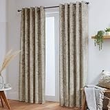 John Aird Crushed Velvet Eyelet Curtains Cream 46W x 54D Pair view 2