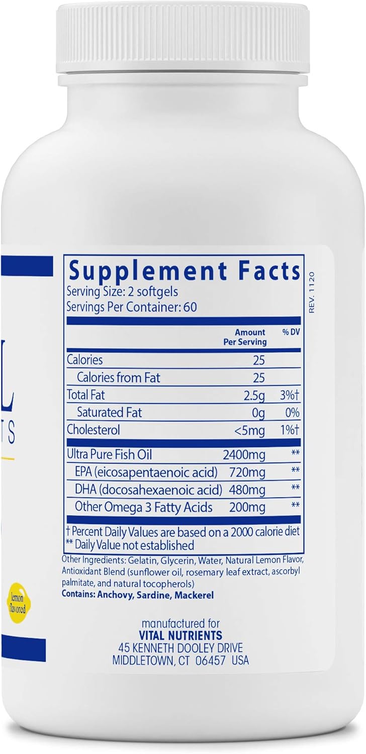 Vital Nutrients, Ultra Pure Fish Oil 700 (Pharmaceutical Grade), Hi-Potency Wild Caught Deep Sea Fish Oil - Image 3