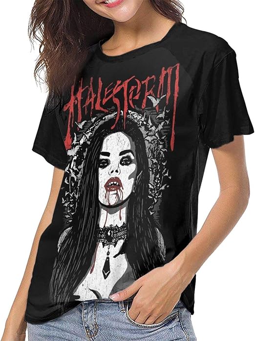 Halestorm Printed Womens Baseball Shirts Crewneck Short Sleeve T Shirt Tops at Amazon Womenâs 