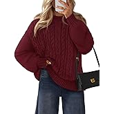 MEROKEETY Womens Fall Cable Knit Sweaters 2025 Long Lantern Sleeve Crewneck Chunky Loose Pullover Tops Winter Clothes