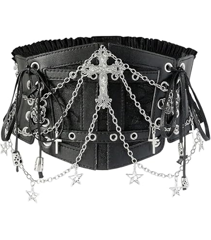Black Gothic Cross Waist Chain & Belt - Emo, Punk, Grunge