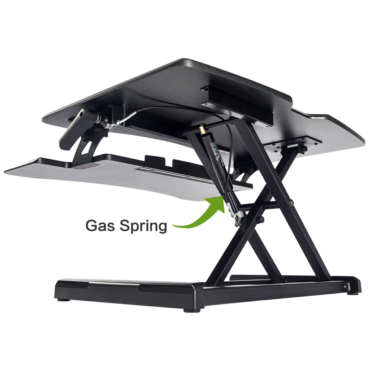 Standing Desk with Height Adjustable – FEZIBO Stand Up Black Desk Converter, Ergonomic Desktop Workstation Riser fits Dual Monitor 32" Black
