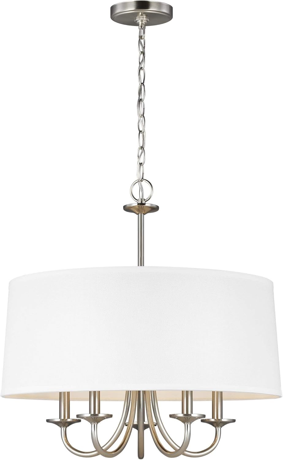 Seagull Sea Gull 3320205-962 Transitional Five Light Chandelier from Seville Collection in Pwt, Nckl, B/S, Slvr. Finish, Brushed Nickel