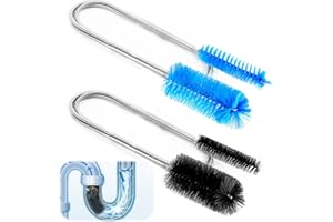 2 Pcs Flexible Drain Pipe Cleaning Brush, 36" Extra Long Double Ended Nylon Bristles and Stainless Steel Tube Cleaners, 2 Bru