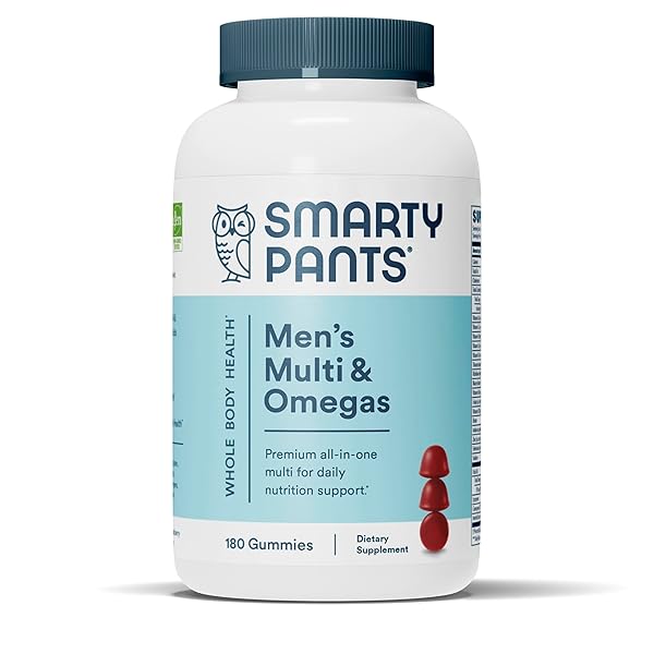 SMARTYPANTS MULTIVITAMIN FOR MEN, GUMMIES: OMEGA 3 FISH OIL (EPA/DHA), METHYLFOLATE, COQ10, VITAMIN D3, C, VITAMIN B12, B6, A, K & ZINC FOR IMMUNE SUPPORT, BIOTIN, 180 GUMMIES (30 DAY SUPPLY)