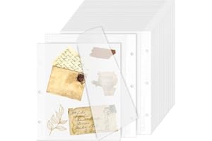 CZWESTC Photo Album Self-Adhesive Page Refills for 3 Ring Binder, 40 Sheets Scrapbook Refill Pages Fit 2x3 4x6 5x7 8x10 Photos, Recipe Cards, Stamps