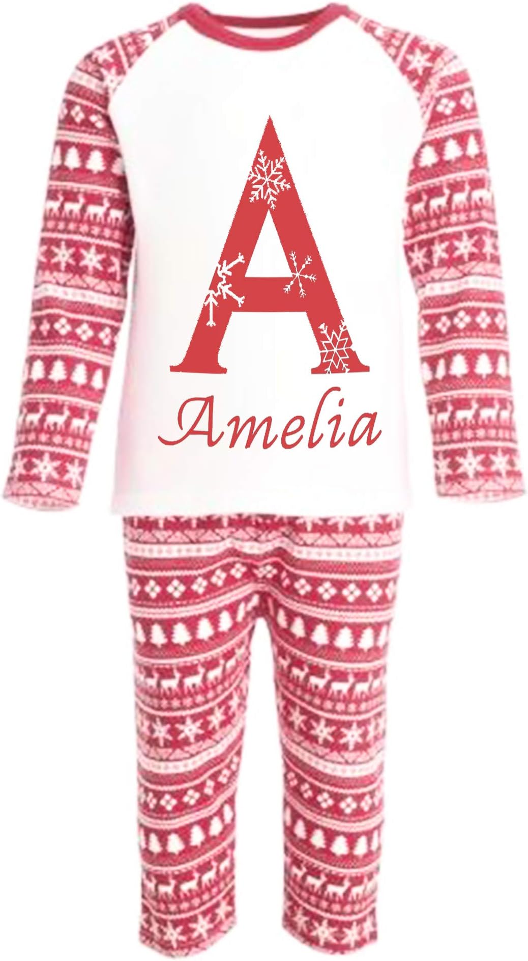 Personalised Name Christmas Pyjamas. Boy Girl Unisex Kids Baby. Xmas Eve Family Matching