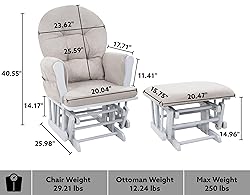 Naomi Home Glider and Ottoman Set Light Gray/Light