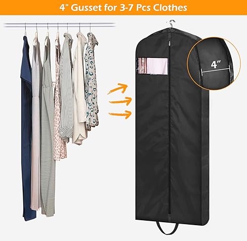 MISSLO 65" Gusseted Hanging Garment Bags for Travel Long Dress Cover Water  Resistant Sturdy Fabric Dress Bags for Gowns Long Closet Clothes Protectors,  Black in Saudi Arabia | Whizz Garment Bags