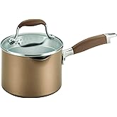 Anolon Advanced Hard Anodized Nonstick Sauce Pan/Saucepan with Straining and Lid, 2 Quart, Brown