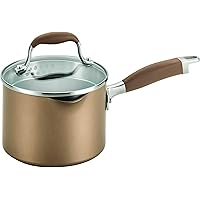 Anolon Advanced Hard Anodized Nonstick Sauce Pan/Saucepan with Straining and Lid, 2 Quart, Brown