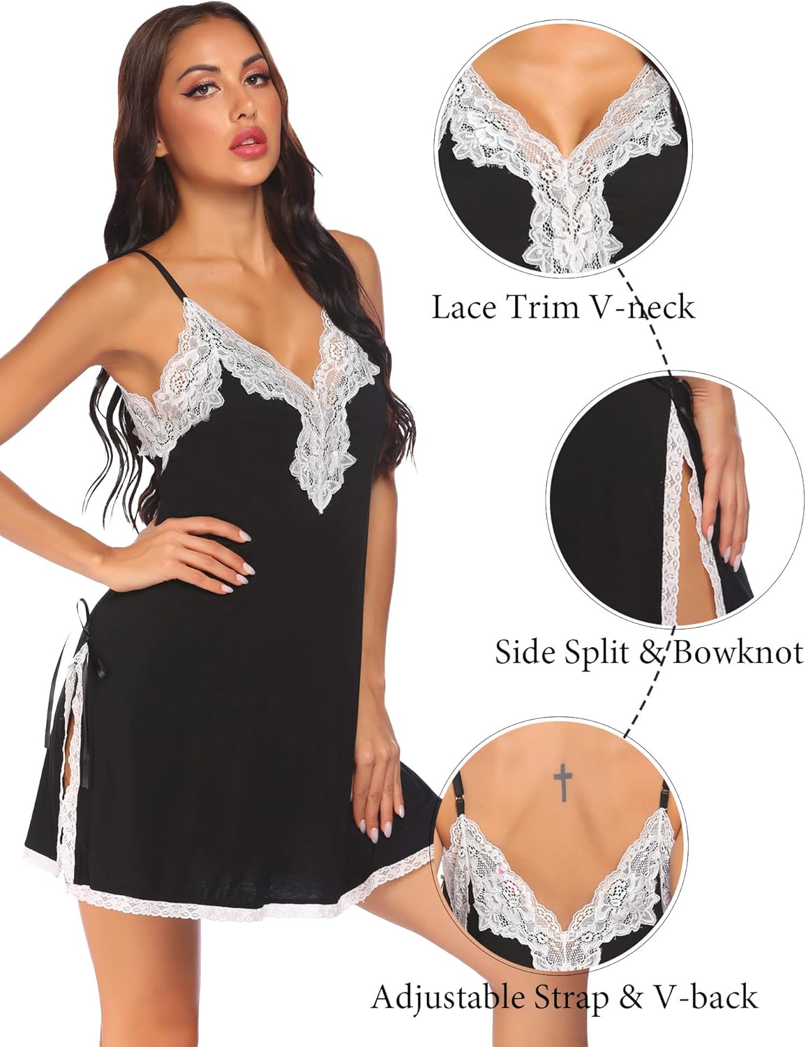 Avidlove Nightgown for Women Lingerie Chemise Sleepwear Lace Sexy Nighty Slip Gown: Clothing