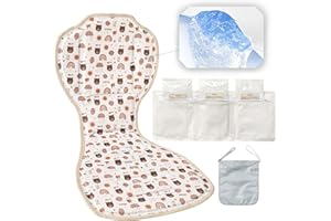 Solfres Hydro Gel Car Seat Cooler Mat with Ice Pack for Baby. Carseat and Stroller Cooling Pad Liner with Breathable 3D Mesh Anti-Slip Back. for Kids Toddlers, Beige Bear