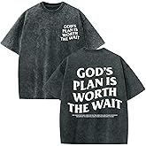 Wrenpies Christian Faith Shirts for Men Jesus God Bible Verse Inspirational Religious Graphic Tees Acid Wash Vintage Tshirt