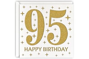 MAGJUCHE Gold 95th Birthday Card, Laser Cut Glitter Woman Man Age 95 Gift For Mother, Grandmother, Father