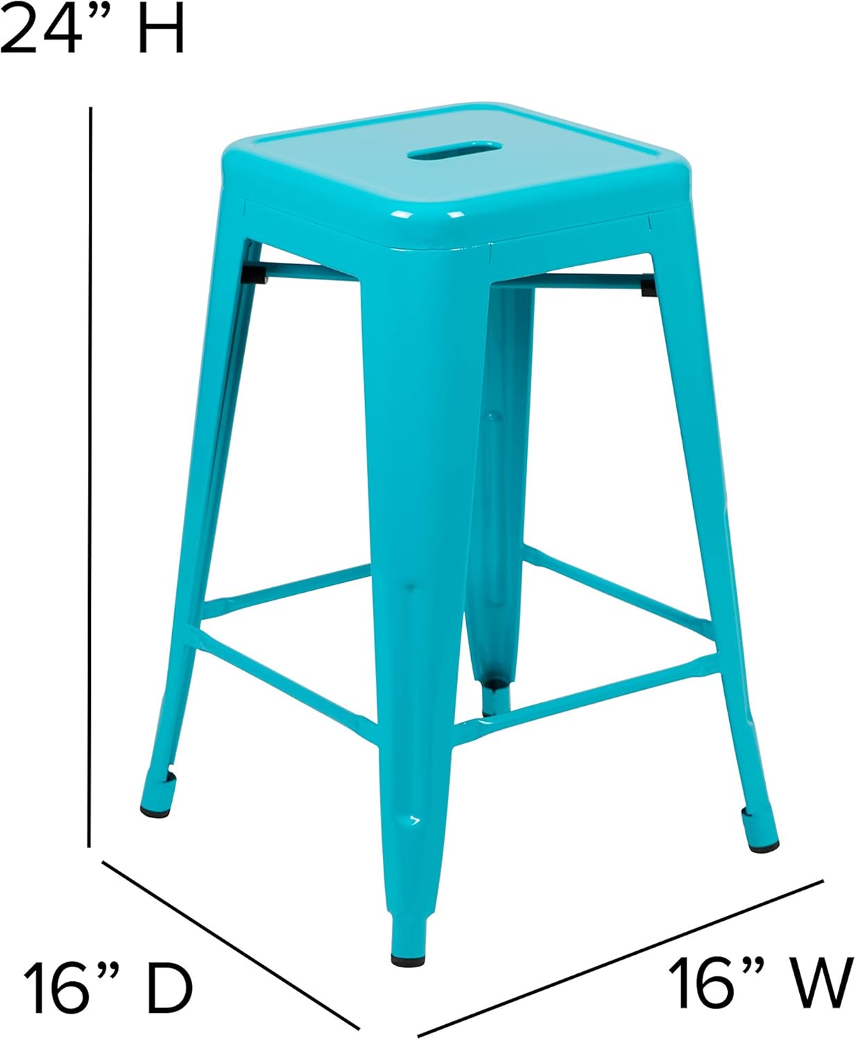Flash Furniture 24" High Metal Counter-Height, Indoor Bar Stool in Teal - Stackable Set of 4: Furniture & Decor