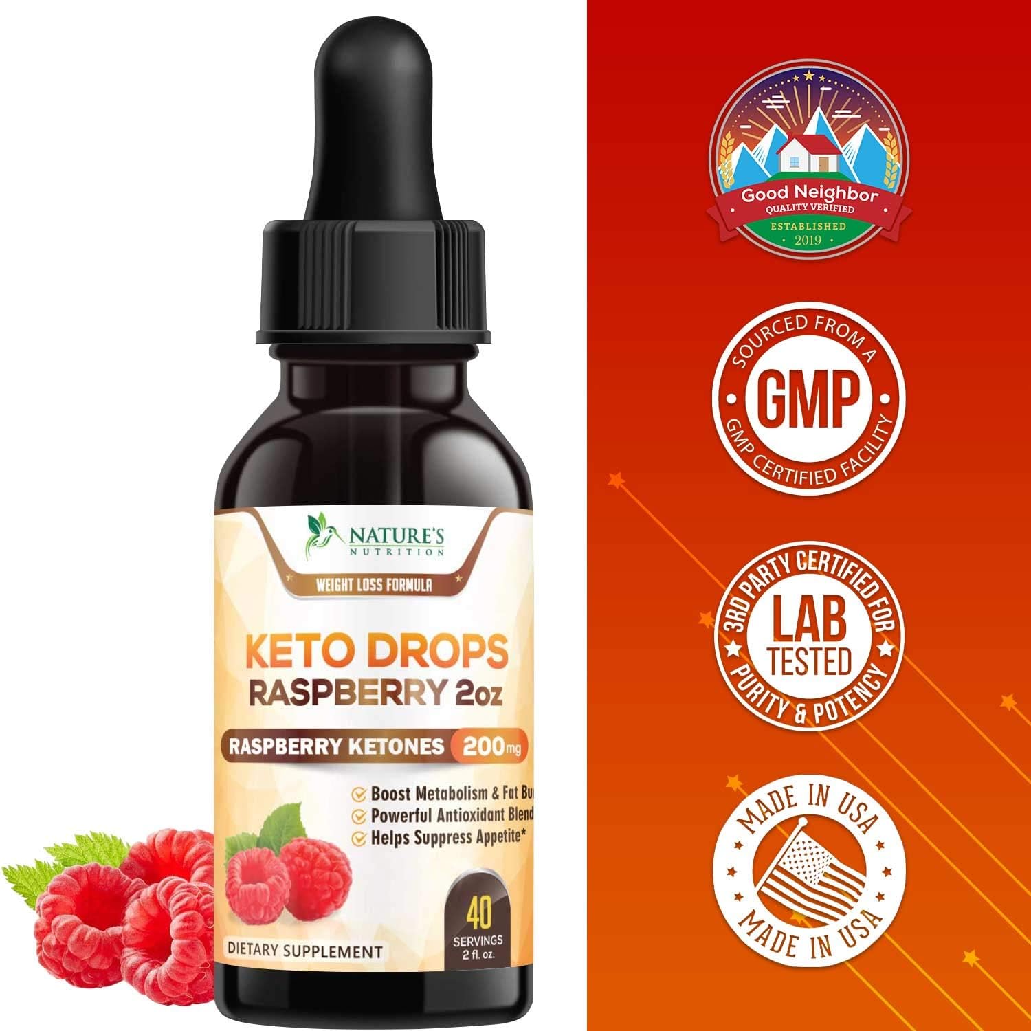 Keto Ketone Drops Extra Strength Raspberry Ketones Thermogenic Weight