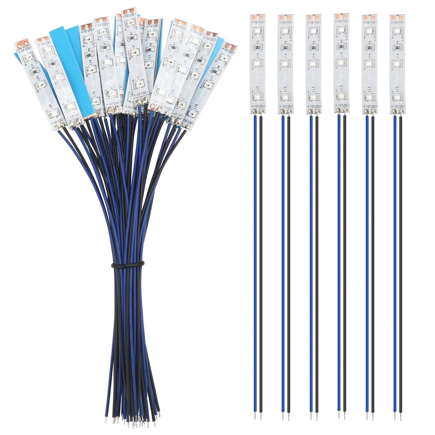 YIXISI 25 PCS 50mm Blue LED Strip Light, 12V - 18V, Indoor, Flexible, 2335 SMD LED, 120° Beam Angle