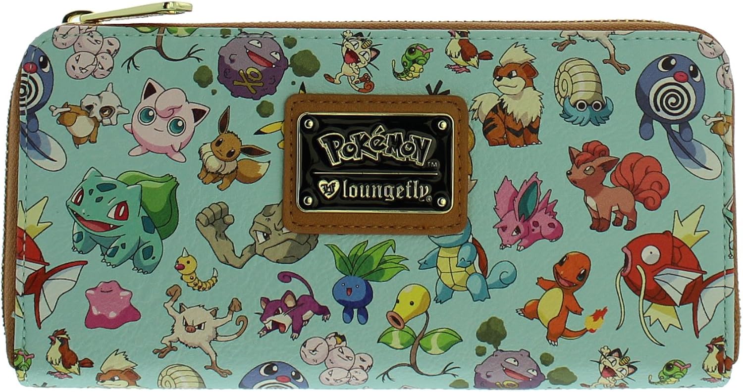 Amazon Co Jp Loungefly ラウンジフライ ポケモン Pmwa0050 ポケモン オールスター 長財布 ライトブルー マルチカラー 並行輸入品 服 ファッション小物