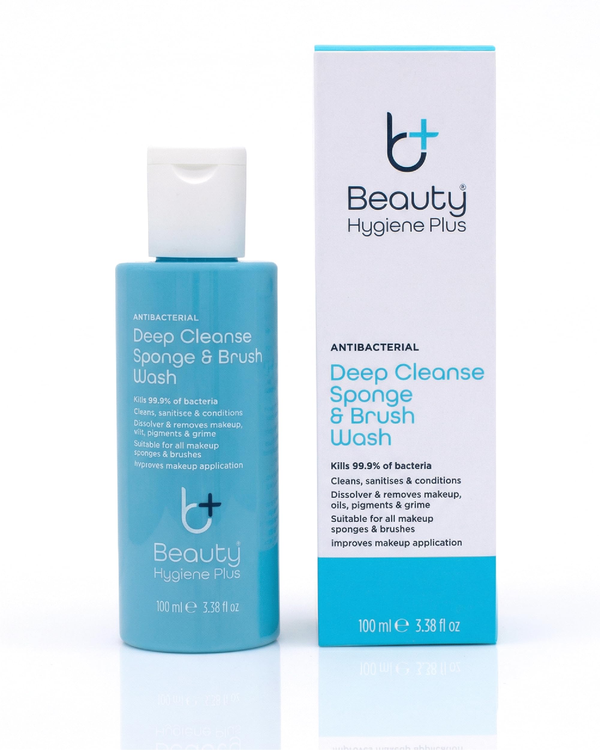 Antibacterial Makeup Brush Cleaner 100ml - Deep Cleanse Sponge & Brush Wash - Conditions & Lifts Makeup Oils - For Sponges, Natural & Synthetic Bristles, Powder Puffs by Beauty Hygiene Plus