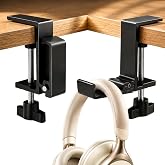 JAKO Headphone Stand for Desk, Aluminum Alloy Foldable Headphone Holder - Headset Stand Hook Mount, PC Gaming Headset Holder Under Desk Clamp for Office, Computer, Student Class Table, Handmade Table