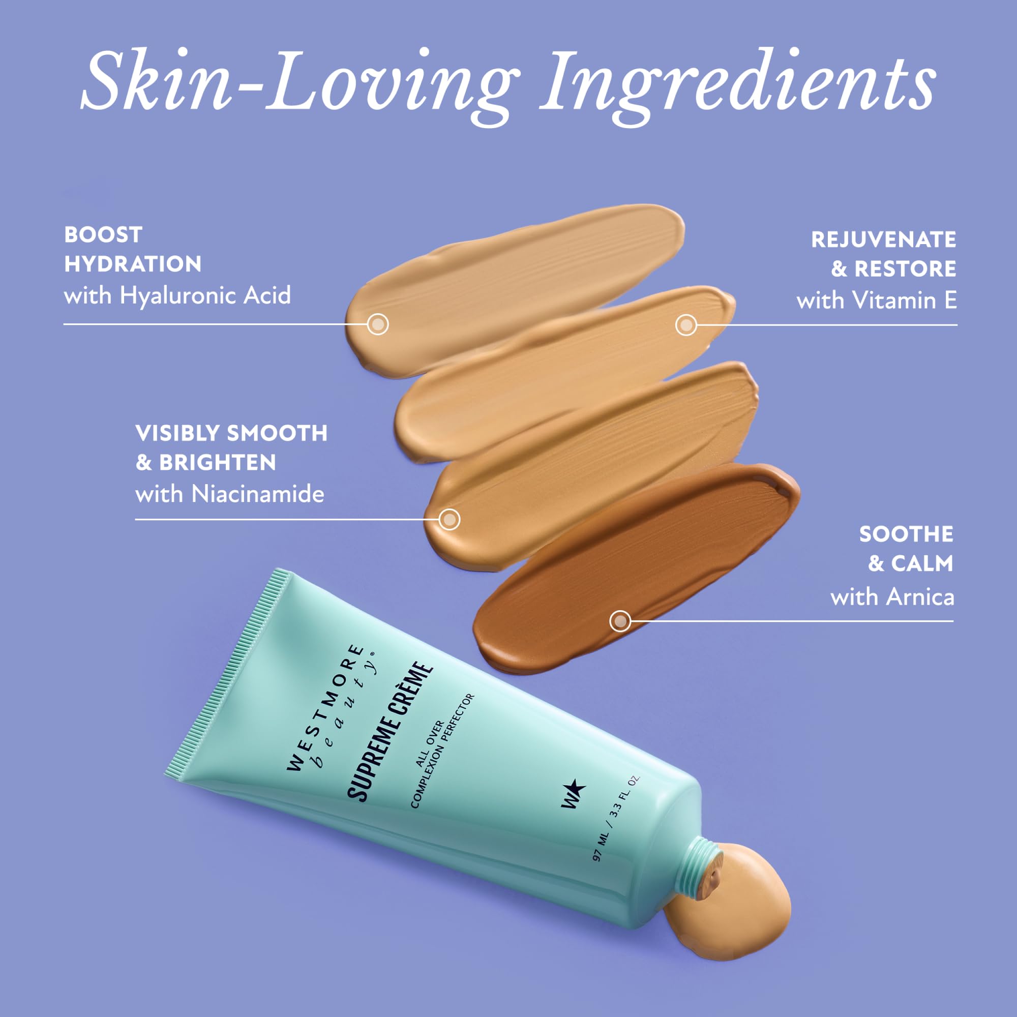 Westmore Beauty Supreme Creme All-Over Complexion Perfector – Long-Lasting CC Cream Foundation - Waterproof & Transfer-Resistant Skin Tint - 3.3 Oz Medium