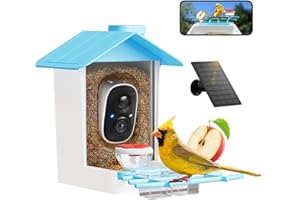 juzjuly Smart Bird Feeder with Camera - Solar Powered Birdfeeder Cam 2K HD AI Smart Identify Bird Species, Instant Arrival Alerts，Auto Record BirdVideo, Two-Way Audio, Gift for Birds Lover