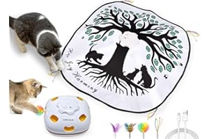 ORSDA Cat Toy, 4-in-1 Interactive Automatic Cat Toys for Indoor Cats, Rechargeable Cat Whack a Mole Toy, Hide and Seek Kitten Toy with Moving Feather, 5Pcs Replacement Refills