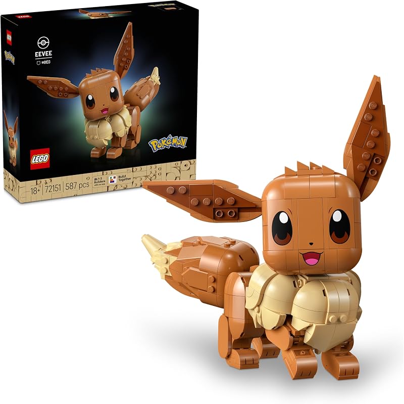 Pokémon Eevee - Kit de Construcción para Adultos - Maqueta 3D de Puzzle Anime - Figura Articulada con Extremidades, Orejas y Cola Móviles - Decoración de la Habitación - Regalo Gamer - 72151