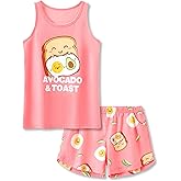 Beezizac Little & Big Girls Pajamas Neon Tie Dye 2-Piece Short Sleeve Summer Outfit Soft Cute Kids PJ Set Size 6-18