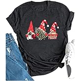 Plaid Christmas Gnomes T Shirt for Women Santa Funny Graphic Tee Shirt Merry Christmas Tees Celebrate Xmas Vacation Tops