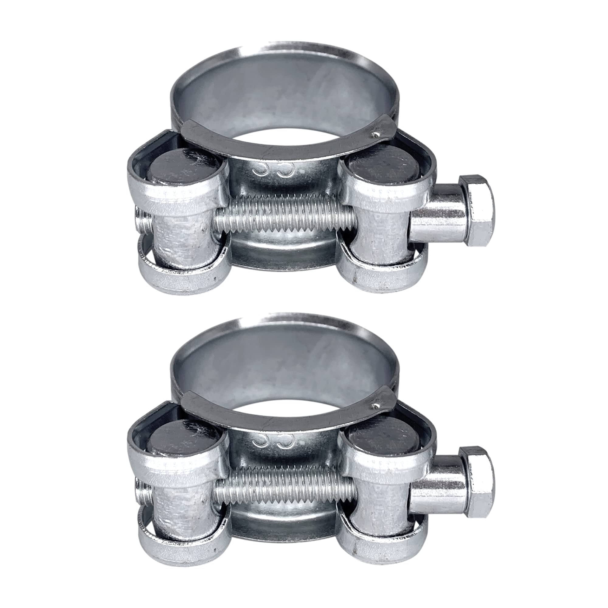 Diforma Pack of 2 pcs Pipe Clamps, Galvanized Steel Tube Hose Clamp Fasteners (32-35 mm, 20 mm Ring Width, Carbon Steel, Zinc Coated)